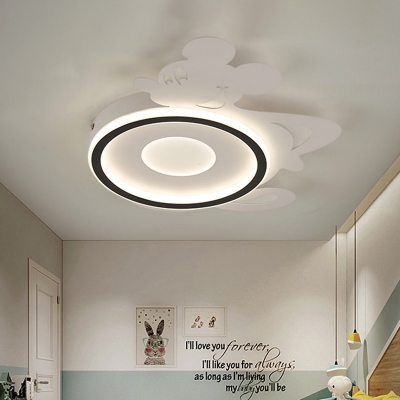 Cartoon Mouse Ceiling Flush Nordic Metal LED White Flush Mounted Light Fixture in Warm/White Light