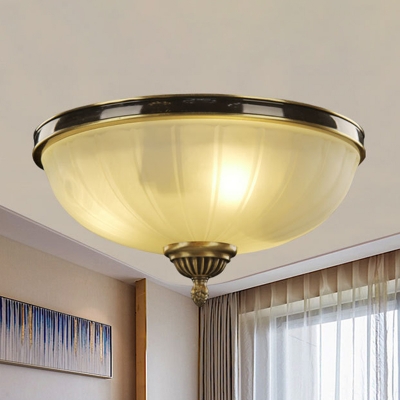 Cloche Foyer Ceiling Flush Mount Simple Frosted Glass 2 Bulbs Black and Gold Flushmount Lighting