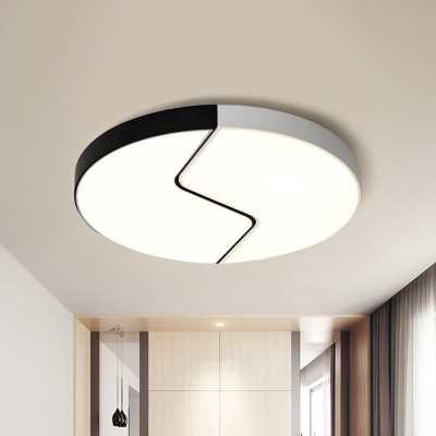 Crack Egg Flush-Mount Light Fixture Simplicity Acrylic Black-White LED Ceiling Lamp in Warm/White Light