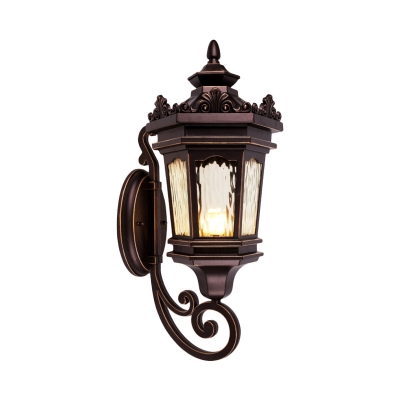 Dark Coffee 1-Light Wall Lamp Retro Water Glass Lantern Wall Sconce Lighting Fixture