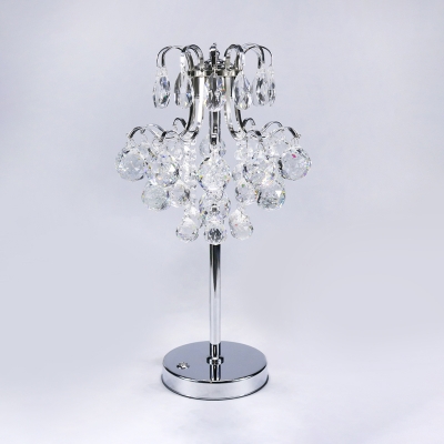 Faceted Crystal Orb Chrome Table Lamp Waterdrop LED Modernist Nightstand Light for Living Room