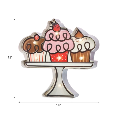 Ice Cream/Drinks/Cake Flush Wall Light Kids Style Metallic Bedroom Decorative Night Lamp in Pink/White-Brown/Blue-Red