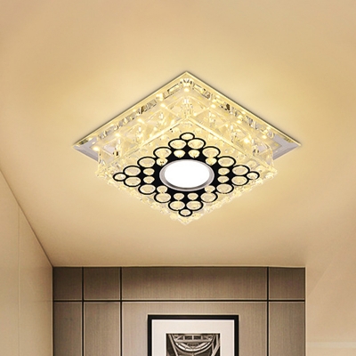 Minimalism Round/Square Flush Light Clear Crystal LED Flush Mount Lighting Fixture for Bedroom