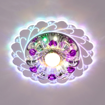 Modern Blossom Flush Mount Lamp Clear Crystal LED Flush Ceiling Light Fixture in Warm/Multi Color Light