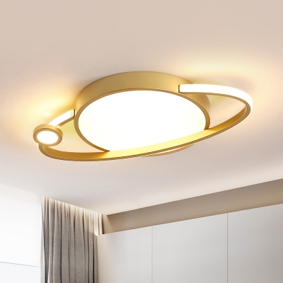 Planet Acrylic Ceiling Flush Modern LED Gold Flush Mount Lighting in Warm/White Light for Bedroom