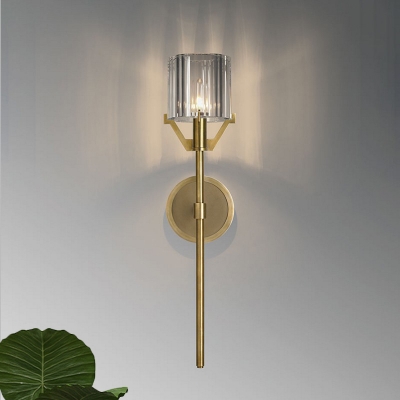 Prismatic Crystal Wallchiere Wall Sconce Mid-Century 1 Head Corridor Wall Mount Lamp with Brass Pencil Arm
