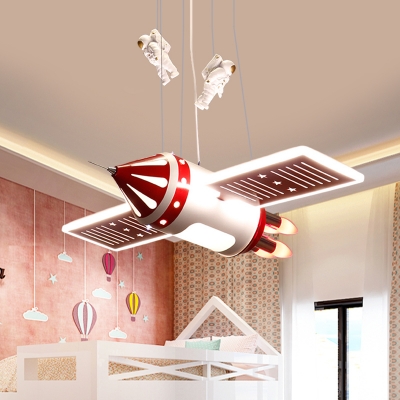 Red/Blue Finish Airship Pendant Cartoon LED Metallic Chandelier Light Fixture for Kids Room