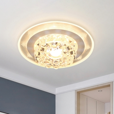 Round/Geometric Clear Crystal Flush Mount Minimalism LED Bedroom Close to Ceiling Lighting
