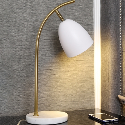 White/Black Bell Table Lamp Postmodern Single Iron Nightstand Light with Wireless Phone Charger Function