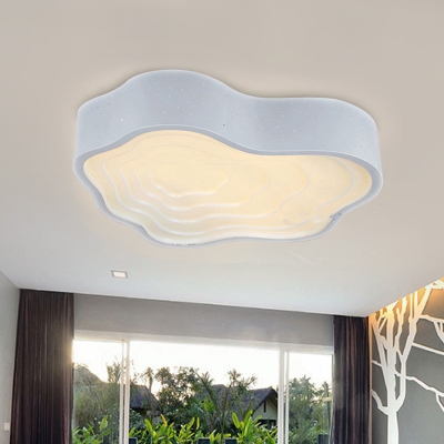 White Ripple Flush Ceiling Light Modern Iron LED Flush Mount Recessed Lighting in Warm/White Light
