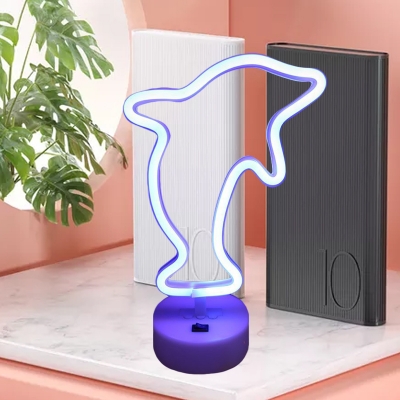 Bedside LED Mini Night Light Cartoon White USB Table Lighting with Music Note/Dolphin/Ship Anchor Frame