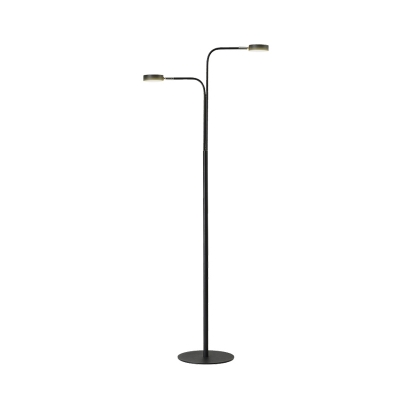 Black/White Bifurcated LED Floor Light Minimalistic Iron Rotating Standing Lamp for Office