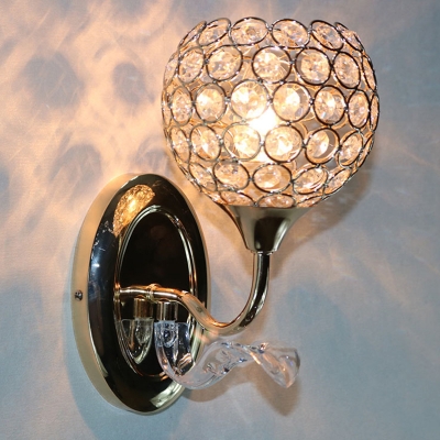 Crystal Globe/Half-Globe Sconce Light Minimalism 1 Bulb Hotel Wall Lighting Fixture in Gold