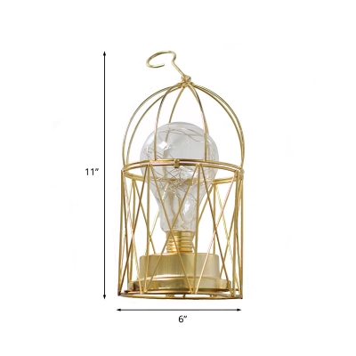Dome Castle Iron Table Light Contemporary Gold LED Nightstand Lamp with Hanging Hook