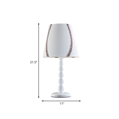 Faux-Knitting Conical Night Lamp Minimalist Fabric Single White Table Lighting for Child Bedroom