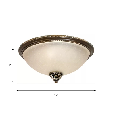 Frosted Glass Black Ceiling Fixture Bowl 3 Lights Traditional Flush Mount Lighting