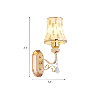 Frosted Glass Gold Wall Lamp Flared 1-Light Minimalism Crystal Wall Sconce Lighting Fixture