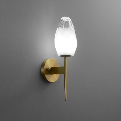 Gemstone Bedside Wall Lamp Frosted Glass 1-Light Contemporary Wall Mount Lighting in Gold