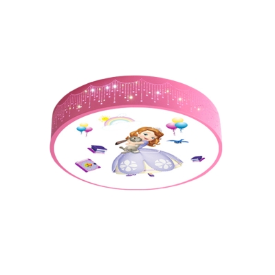 Halo Ceiling Mounted Light Kids Acrylic LED Pink Flush Mount Lamp with Princess Pattern