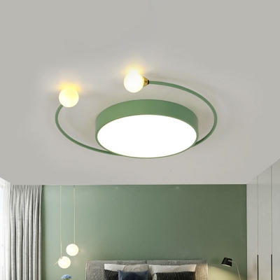 Iron Ring Ceiling Mounted Fixture Nordic LED Flush Mount Recessed Lighting in Grey/White/Green for Bedroom