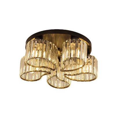 Petals Kitchen Ceiling Lamp Modernism Crystal 3/5-Light Black Flush Mount Light Fixture