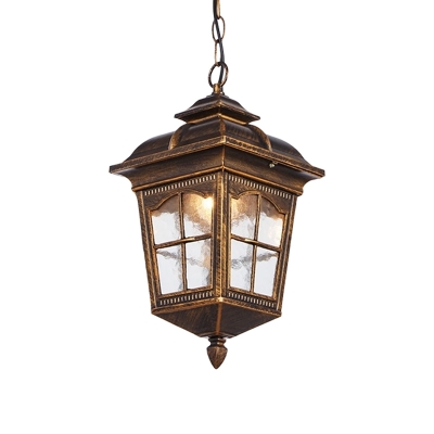 Ripple Glass Bronze Ceiling Pendant Lantern 1 Light Rural Suspension Lighting for Balcony