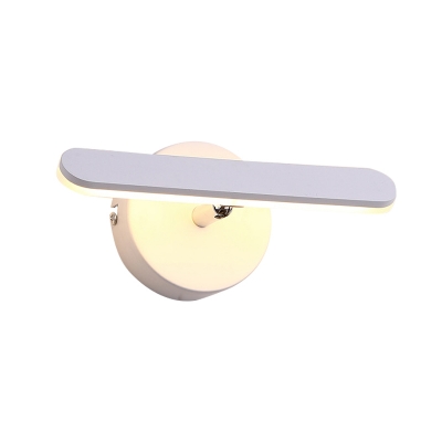 White Oblong Vanity Wall Light Minimalism Aluminum LED Wall Sconce in Warm/Natural Light for Bathroom