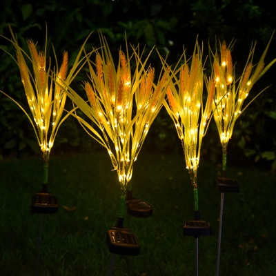Yellow Spikelet Solar LED Stake Lights Modernism 2-Pack Fabric Ground Light Fixture for Garden