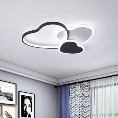 Acrylic Loving Heart Stacked Flushmount Modern Black and White LED Flush Ceiling Light Fixture in Warm/White Light