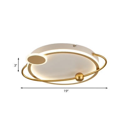 Acrylic Round Ceiling Mounted Fixture Nordic LED Flush Lighting in Gold, White/Warm Light