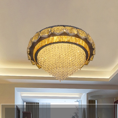 Cut Crystal White Ceiling Fixture Tapered LED Simple Flush Mount Recessed Lighting for Living Room