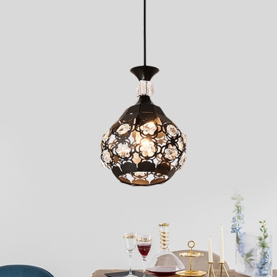 

Modernism 1 Light Ceiling Light Black Teardrop Hanging Pendant with K9 Crystal Shade, HL627730