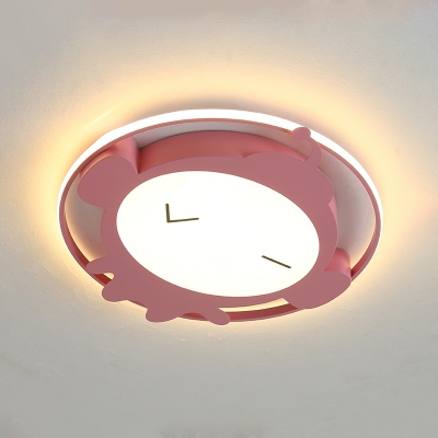 Monkey Acrylic Flush-Mount Light Cartoon Pink/Blue LED Close to Ceiling Light Fixture for Kids Room