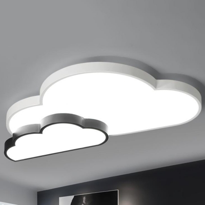 Nordic Cloudy Acrylic Flush Mount Lamp LED Ceiling Light in Black and White for Bedroom, Warm/White Light