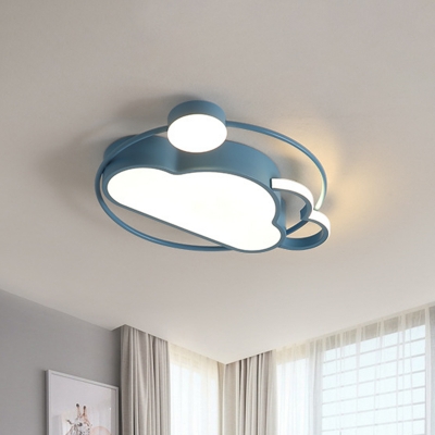 Pink/Blue Cloud Flushmount Lighting Modern LED Acrylic Flush Mount Light Fixture for Kids Bedroom