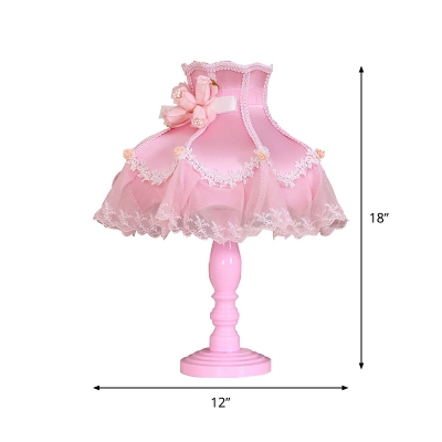 Pink Princess Dress Nightstand Light Pastoral Fabric Single Living Room Table Lamp