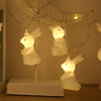 Rabbit Plastic String Light Hanging Kit Nordic 20/40-Light White LED Fairy Light for Birthday Party, 6.5/13.1ft