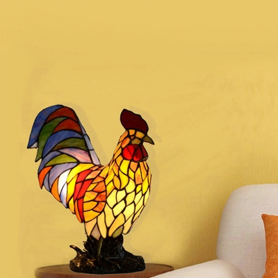 Rooster Table Lighting Victorian Hand Cut Glass 1 Head Coffee Night Light for Bedroom