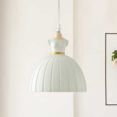 White Dress Pendant Lighting Fixture Creative 1-Head Resin Ceiling Suspension Lamp