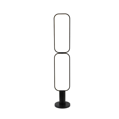 1/2 Tiers Rectangle Frame Floor Light Minimalism Metallic LED White/Black Standing Floor Lamp for Living Room