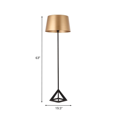 1 Head Living Room Floor Standing Light Modern Gold Floor Lamp with Drum Fabric Shade
