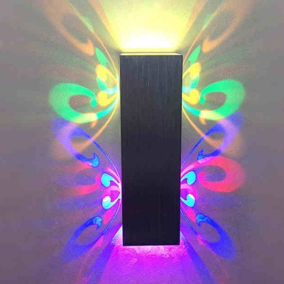 2/6 Watts Modernist RGB LED Wall Lamp Silver Hollowed Out Butterflies Sconce Lighting with Aluminum Shade
