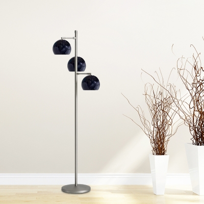 3 Heads Living Room Standing Lamp Modernism White/Black/Blue Finish Floor Light with Dome Metal Shade