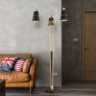3 Heads Living Room Tree Floor Light Modern White/Black Finish Floor Standing Lamp with Cone Metal Shade