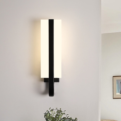 Acrylic Rectangle Panel Sconce Minimalism LED Wall Mounted Light Fixture in Black, White/Warm Light
