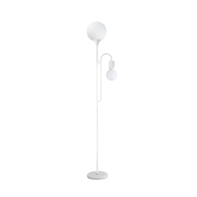 Arced Arm Floor Lighting Minimalist Metallic 2 Lights Living Room Floor Stand Lamp in White/Black
