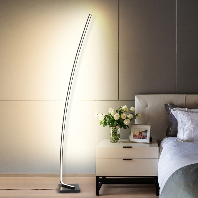 Arched Line Stand Up Lamp Simplicity Acrylic Black/White/Gold LED Reading Floor Light, White/Warm Light