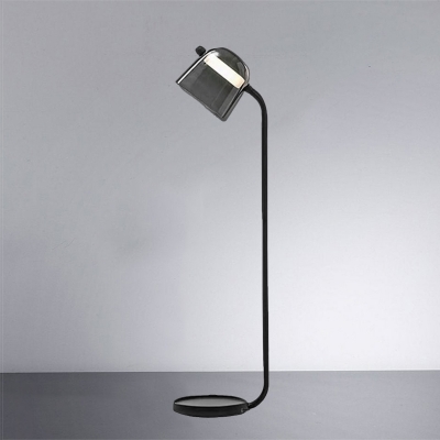 Black Glass Domed Shade Floor Lamp Modernism Single Light Floor Standing Light for Drawing Room