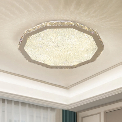 Crystal LED Flush Ceiling Light Minimalistic Stainless Steel Polygon Bedroom Flush Mount Lamp