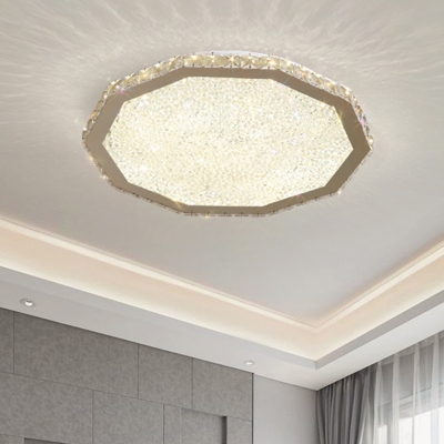 Crystal LED Flush Ceiling Light Minimalistic Stainless Steel Polygon Bedroom Flush Mount Lamp